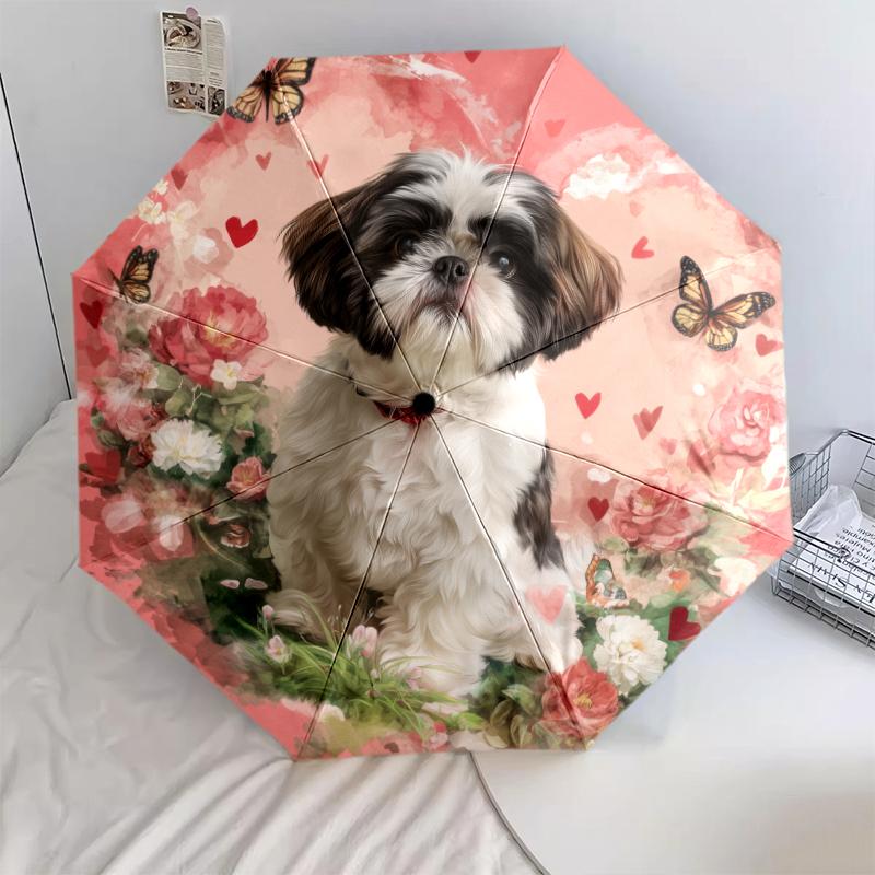 Heart and Shih Tzu pattern, automatic folding umbrella, portable and foldable design, 8 ribs, a Christmas or birthday gift.
Heart and Shih Tzu pattern, automatic folding umbrella, portable and foldable design, 8 ribs, a Christmas or birthday gift.