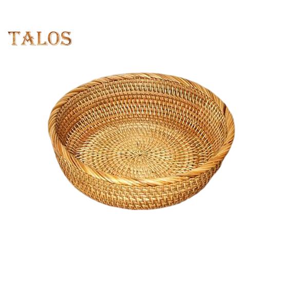 Корзина для хранения из ротанга, круглая сервировочная корзина-органайзер для гостиной, плетеная вручную фруктовая чаша, корзина для хлеба для кухонной стойки S