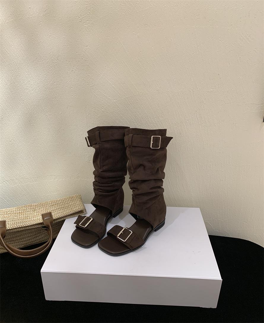 2025 European and American style metal buckle high heel with open toe stacking boots cool boots 39 коричневый
2025 European and American style metal buckle high heel with open toe stacking boots cool boots 39 коричневый