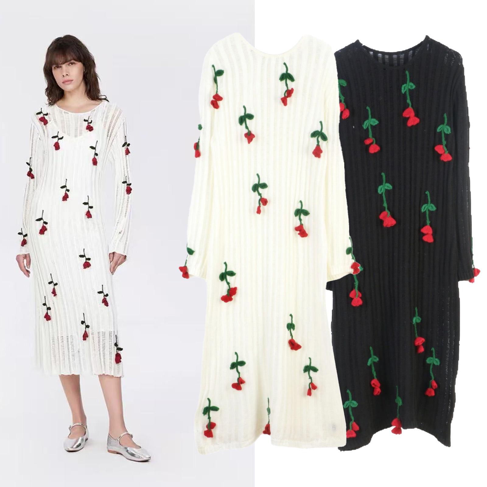 European & American Hand-Crocheted Wool Dress with Rose Flower, Long-Sleeved, Loose Fit, Perfect for Spring & Autumn Medium
European & American Hand-Crocheted Wool Dress with Rose Flower, Long-Sleeved, Loose Fit, Perfect for Spring & Autumn Medium