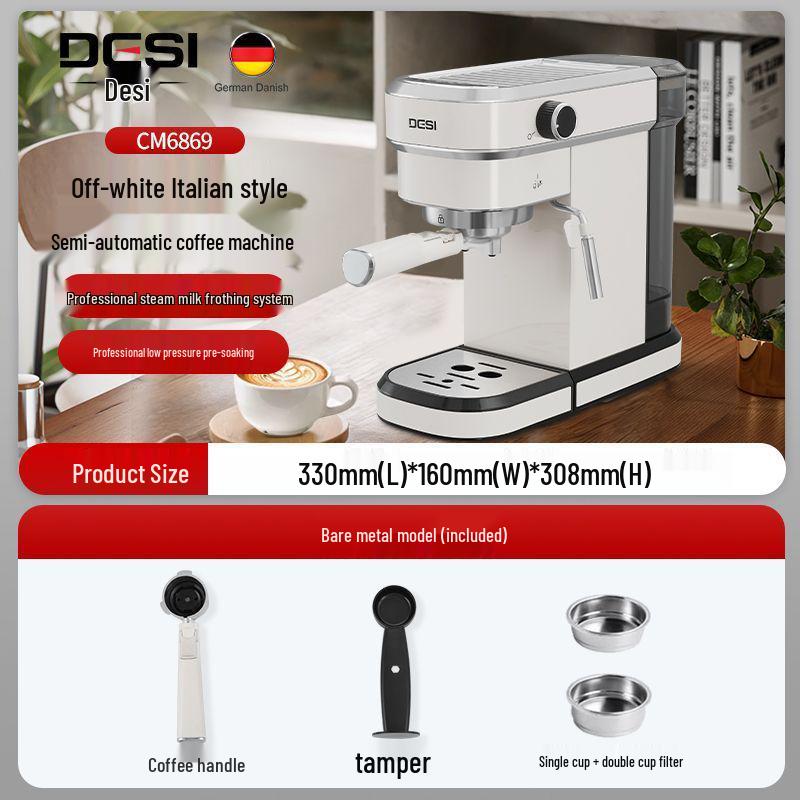 DESI Espresso Machine: Semi-Automatic, High-Pressure with Integrated Milk Frother for Home and Small Office Use.
DESI Espresso Machine: Semi-Automatic, High-Pressure with Integrated Milk Frother for Home and Small Office Use.
