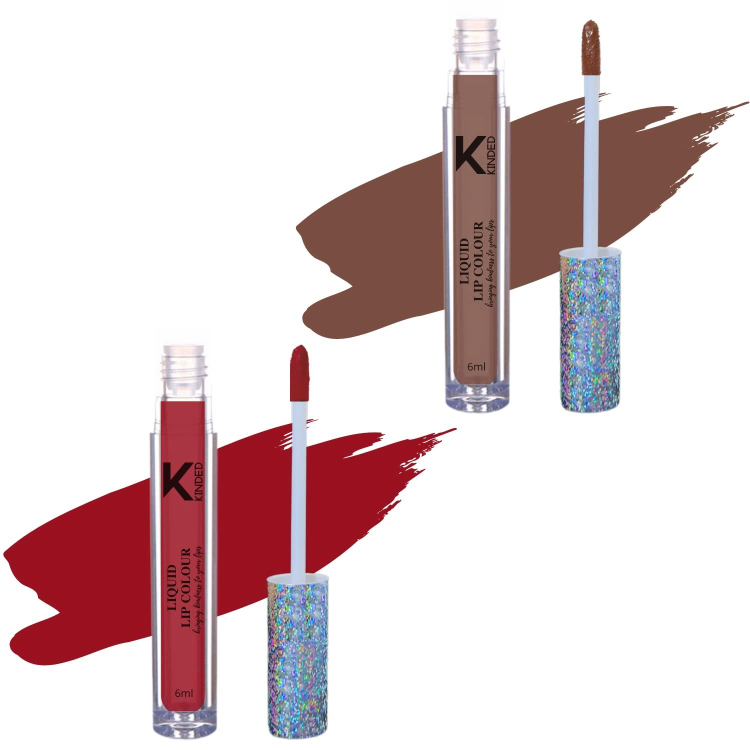 KINDED Liquid Lip Colour Vitamin E Enriched No Transfer Waterproof Long Stay Lipsticks Lip Gloss Set for Girls Women (Pack of 2, 6 ml each, Matte
KINDED Liquid Lip Colour Vitamin E Enriched No Transfer Waterproof Long Stay Lipsticks Lip Gloss Set for Girls Women (Pack of 2, 6 ml each, Matte