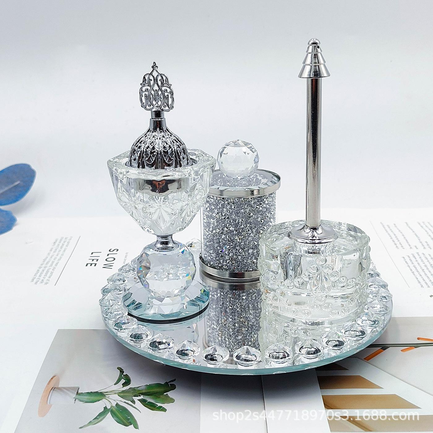 4 in 1 Crystal Incense Burners with Metal Incense Clip Set Sliver Saudi Arabia High Luxury Glass Home Decor Ornaments Fruit Tray
4 in 1 Crystal Incense Burners with Metal Incense Clip Set Sliver Saudi Arabia High Luxury Glass Home Decor Ornaments Fruit Tray