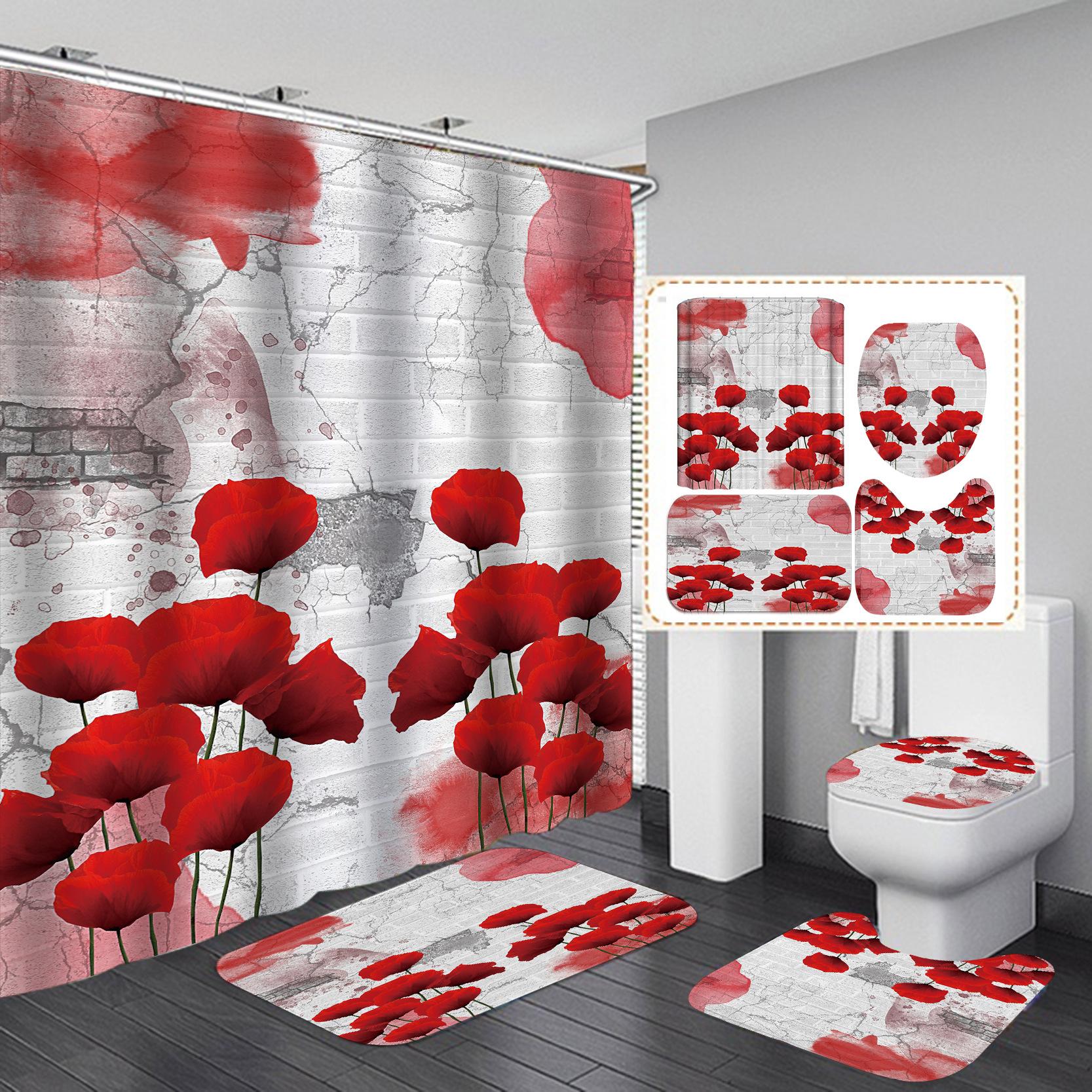 4Pcs Flower Series Набори завіс для душу для ванної кімнати Нековзкі килимки для ванної кімнати Кришка для унітазу Килимок для ванної кімнати 4Pcs
4Pcs Flower Series Набори завіс для душу для ванної кімнати Нековзкі килимки для ванної кімнати Кришка для унітазу Килимок для ванної кімнати 4Pcs