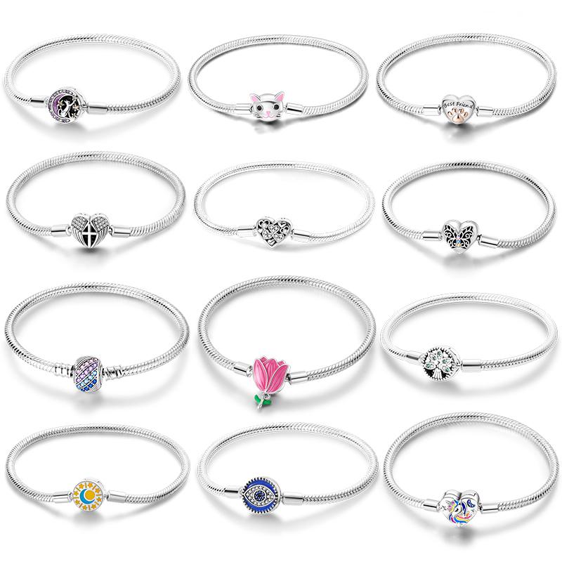 Original 925 Sterling Silver Snake Chain Heart Butterfly Cat Claw Bracelets Fit Pan Charms Beads Fashion DIY Jewelry Gift Making
Original 925 Sterling Silver Snake Chain Heart Butterfly Cat Claw Bracelets Fit Pan Charms Beads Fashion DIY Jewelry Gift Making