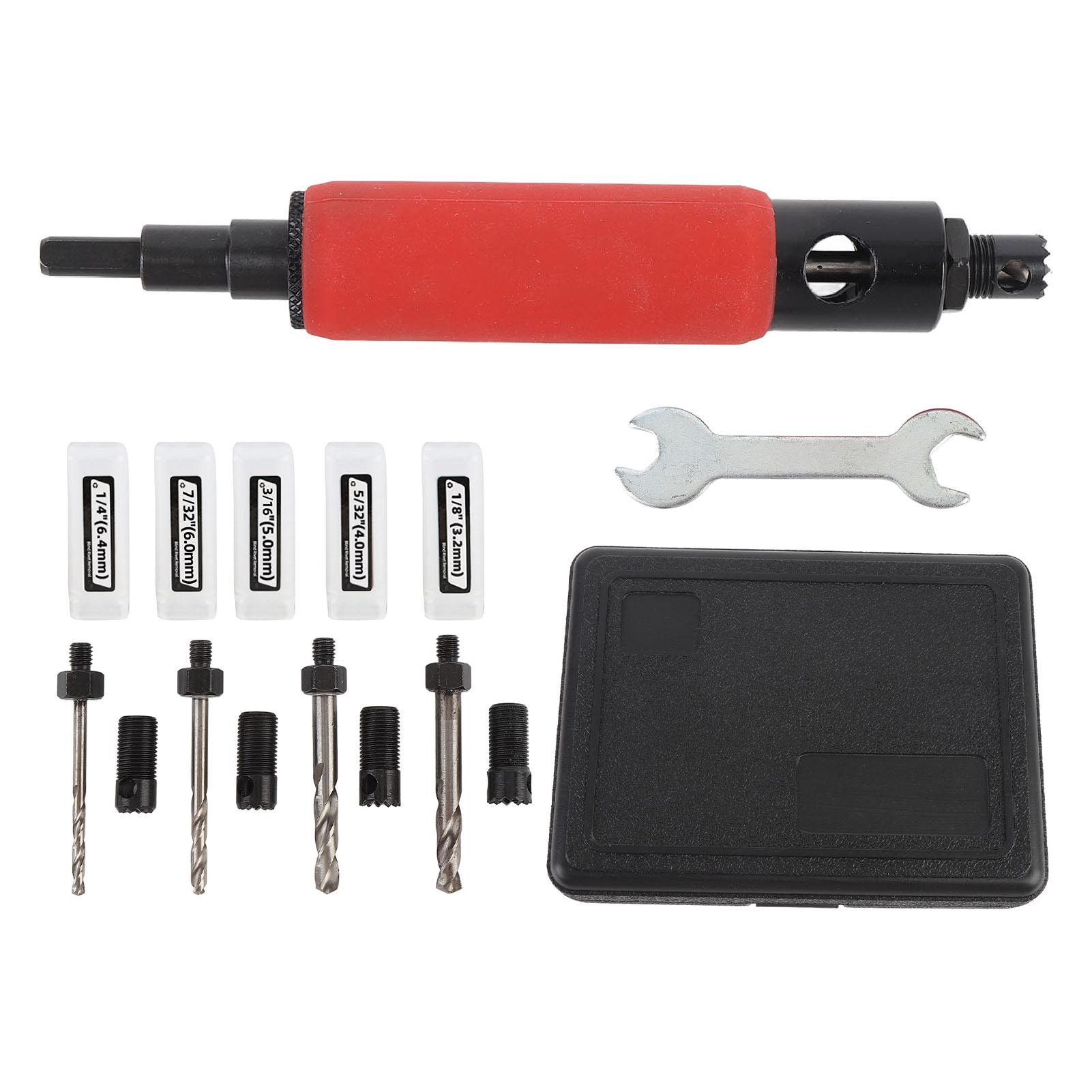 Rivet Removal Tool Set Rivet Puller 1/8 5/32 7/32 1/4 3/16 Drill Bit for 1/4 Inch Pneumatic Or Electric Drill
Rivet Removal Tool Set Rivet Puller 1/8 5/32 7/32 1/4 3/16 Drill Bit for 1/4 Inch Pneumatic Or Electric Drill