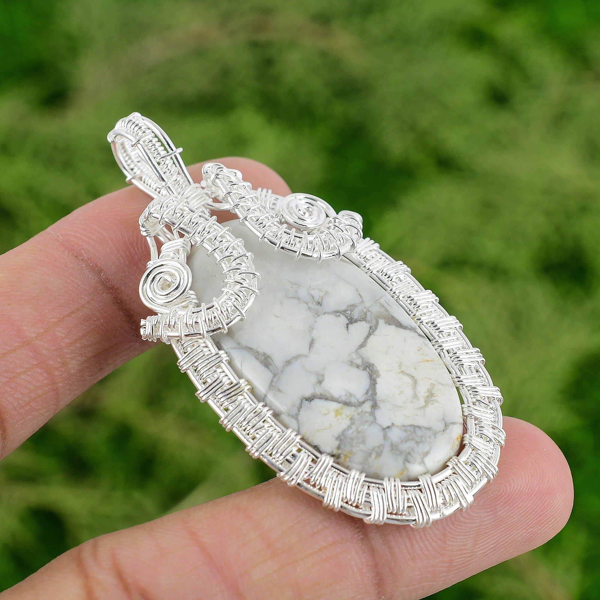 Daughters Day Sale 925 Silver Crown Chakra Natural Howlite Wire Wrapping Pendant
Daughters Day Sale 925 Silver Crown Chakra Natural Howlite Wire Wrapping Pendant