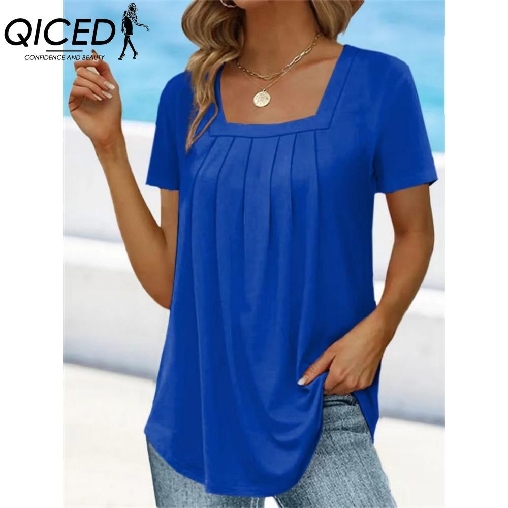 QICED Женские модные повседневные однотонные блузки и рубашки с принтом и коротким рукавом L синий
QICED Женские модные повседневные однотонные блузки и рубашки с принтом и коротким рукавом L синий