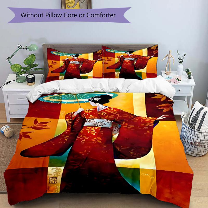 3pcs Anime Kimono Woman with Umbrella Comforter Set - Includes One Quilt Cover and Two Pillowcases (No Core) - Festive Gift for Bedroom Decor - Polyes 135x200cm
3pcs Anime Kimono Woman with Umbrella Comforter Set - Includes One Quilt Cover and Two Pillowcases (No Core) - Festive Gift for Bedroom Decor - Polyes 135x200cm