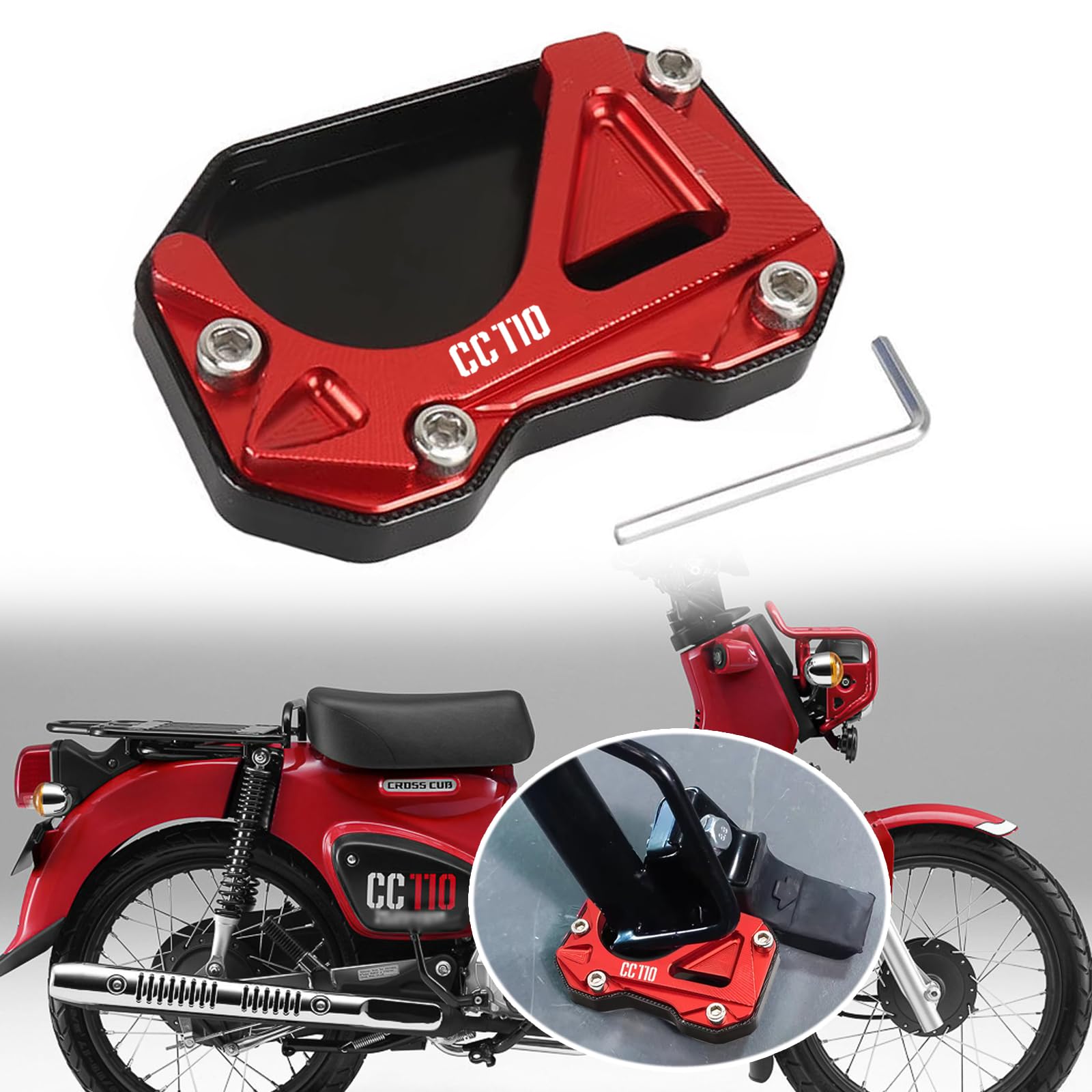 MAORANG FOR Cross Cub CC110 2020-2024 Aluminum Side Stand Enlarger Kickstand Plate Pad Motorcycle Accessories Cross Cub cc110 (Red)
MAORANG FOR Cross Cub CC110 2020-2024 Aluminum Side Stand Enlarger Kickstand Plate Pad Motorcycle Accessories Cross Cub cc110 (Red)