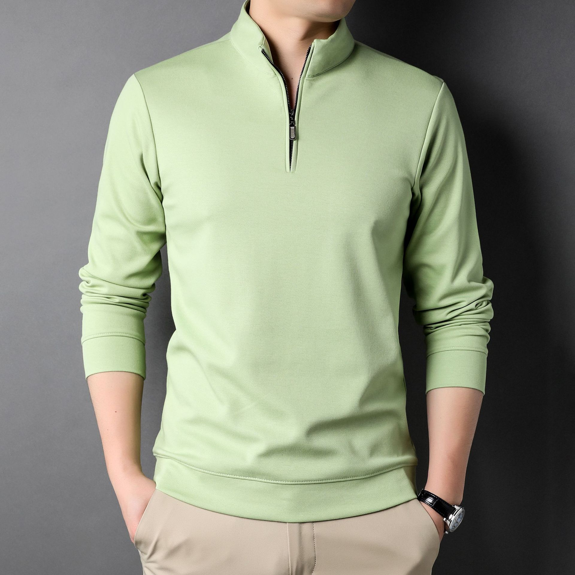 Autumn Men s Long-sleeved T-shirt Middle-aged Fashion Casual Stand-up Collar Zipper Solid Color Bottoming Top XXXXL
Autumn Men s Long-sleeved T-shirt Middle-aged Fashion Casual Stand-up Collar Zipper Solid Color Bottoming Top XXXXL