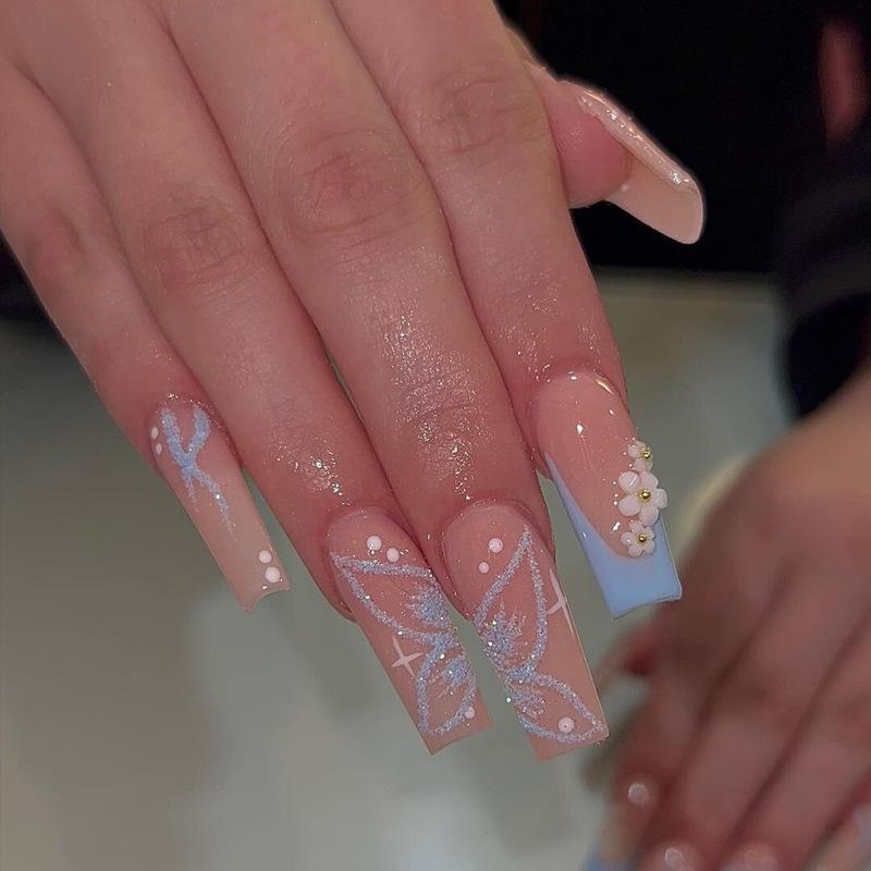 Long Blue Butterfly & Small Flower Nail Tips - European/American Style Fake Nails, Spicy Girl Art Stickers Glue Type
Long Blue Butterfly & Small Flower Nail Tips - European/American Style Fake Nails, Spicy Girl Art Stickers Glue Type