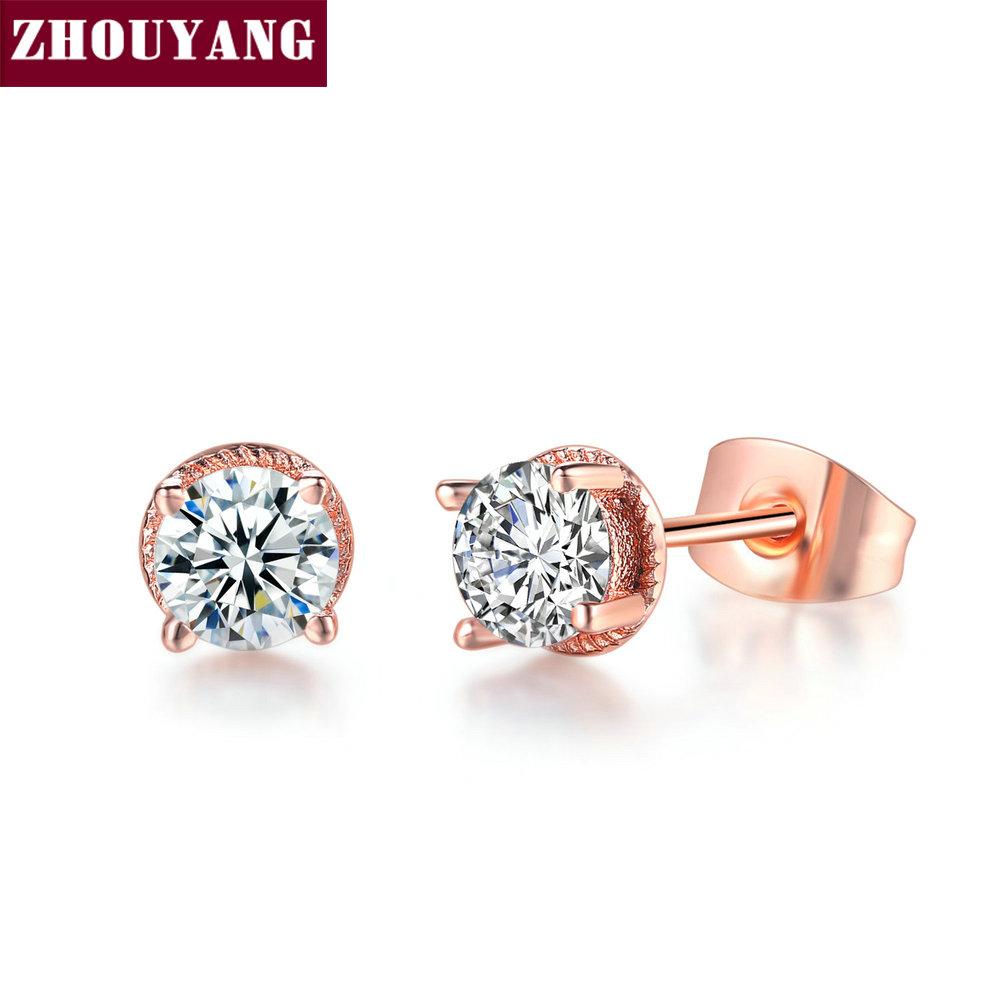 ZHOUYANG Stud Earrings For Women Simple Classic 5mm Cubic Zirconia RoseGold Color / Silver Color Fashion Jewelry Gift E859 E860
ZHOUYANG Stud Earrings For Women Simple Classic 5mm Cubic Zirconia RoseGold Color / Silver Color Fashion Jewelry Gift E859 E860