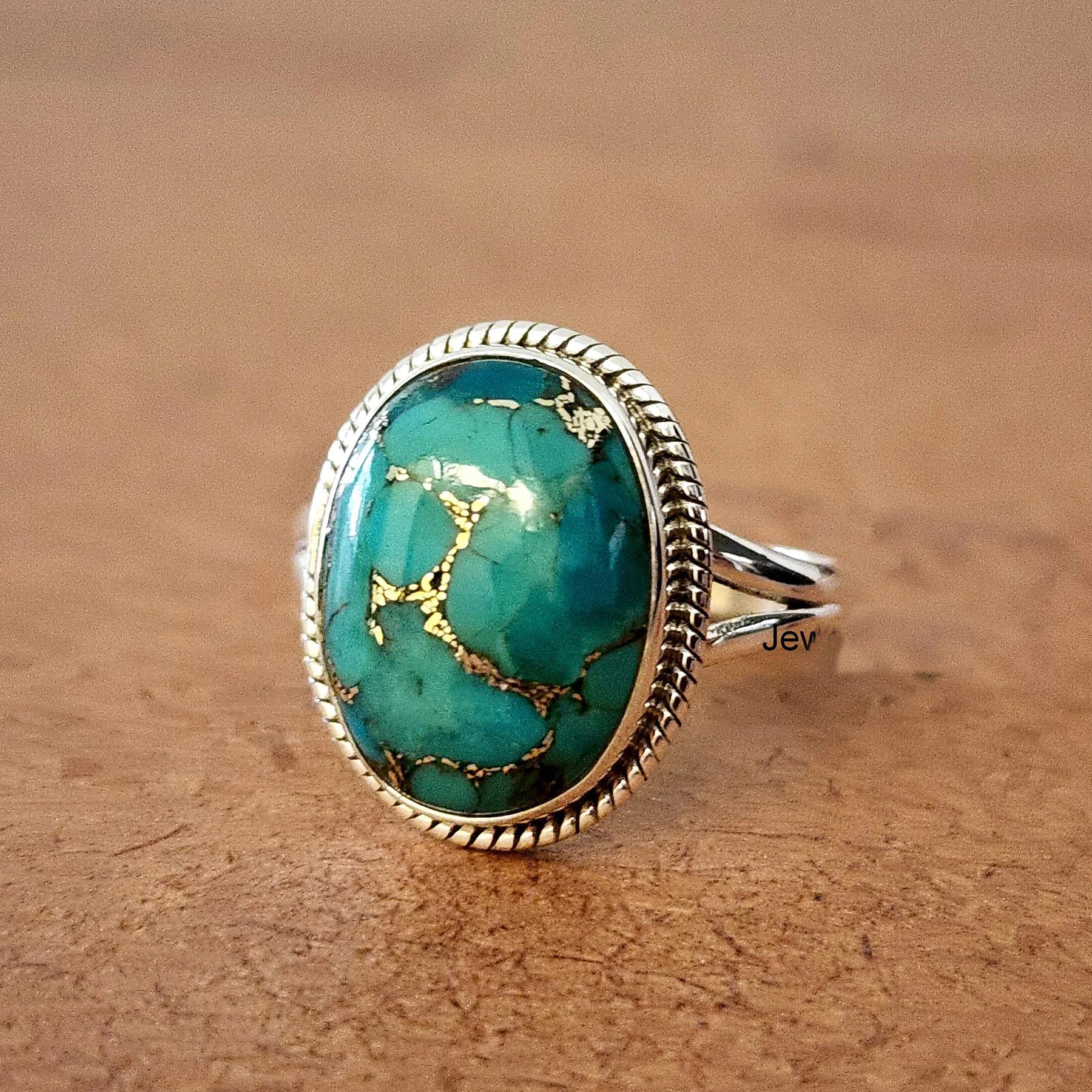 Oval Cab Blue Copper Turquoise Gemstone 925 Sterling Silver Ring Jewelry, Handmade Gift Turquoise Ring 10
Oval Cab Blue Copper Turquoise Gemstone 925 Sterling Silver Ring Jewelry, Handmade Gift Turquoise Ring 10
