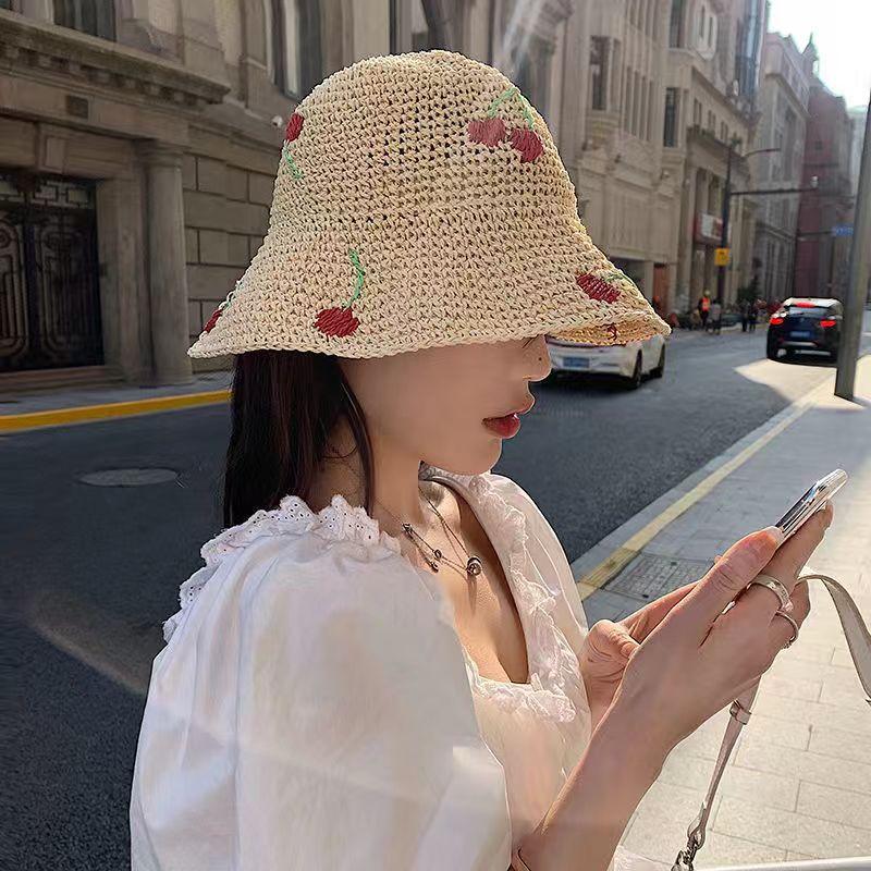 Summer hat cherry visor female beach straw straw straw sun protection sun bucket hat holiday hat crochet straw hat
Summer hat cherry visor female beach straw straw straw sun protection sun bucket hat holiday hat crochet straw hat
