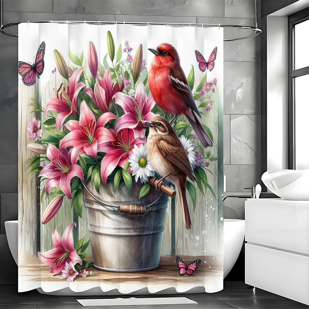 Lily Flower Floral Bird Butterfly Iron Barrel Shower Curtain, Bathroom Decorative Shower Curtain, Waterproof Shower Curtain with 90*180cm
Lily Flower Floral Bird Butterfly Iron Barrel Shower Curtain, Bathroom Decorative Shower Curtain, Waterproof Shower Curtain with 90*180cm