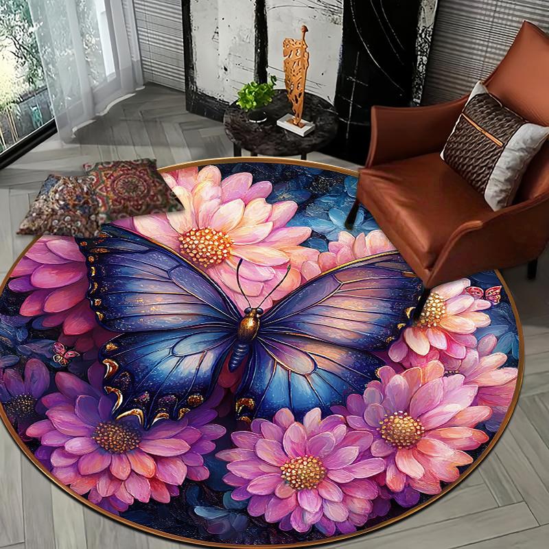 Pink butterfly artistic style Flannel-printed round floor mats are slip-resistant Suitable living room terrace garden carpets 60cm
Pink butterfly artistic style Flannel-printed round floor mats are slip-resistant Suitable living room terrace garden carpets 60cm