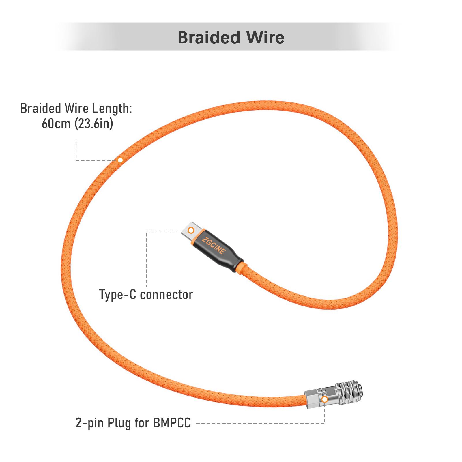 ZGCINE PD-BMD Кабель питания USB-C с 2-контактным разъемом BMPCC, длина 60 см, плетеный провод, совместимый с
ZGCINE PD-BMD Кабель питания USB-C с 2-контактным разъемом BMPCC, длина 60 см, плетеный провод, совместимый с
