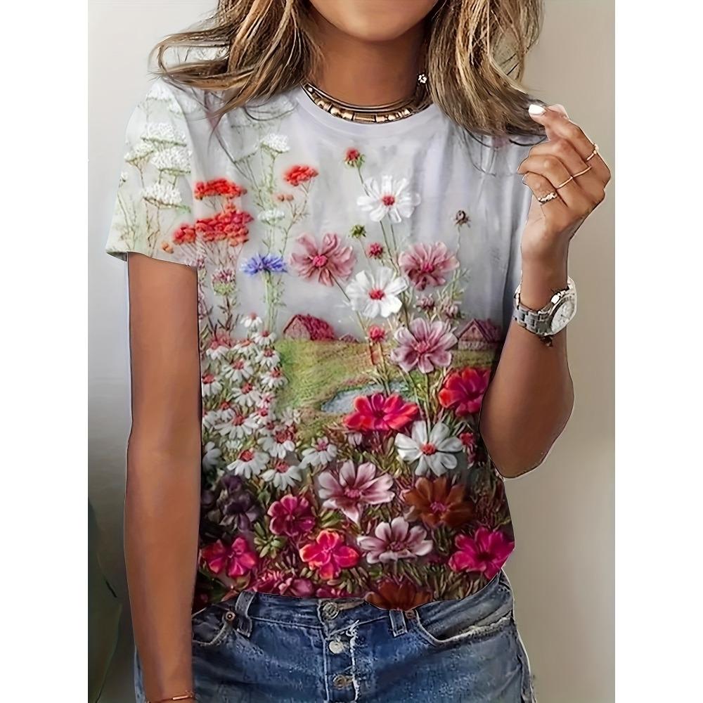 Elegant Women s Round Neck 3D Digital Printed Top with Summer Short Sleeved Width XL
Elegant Women s Round Neck 3D Digital Printed Top with Summer Short Sleeved Width XL