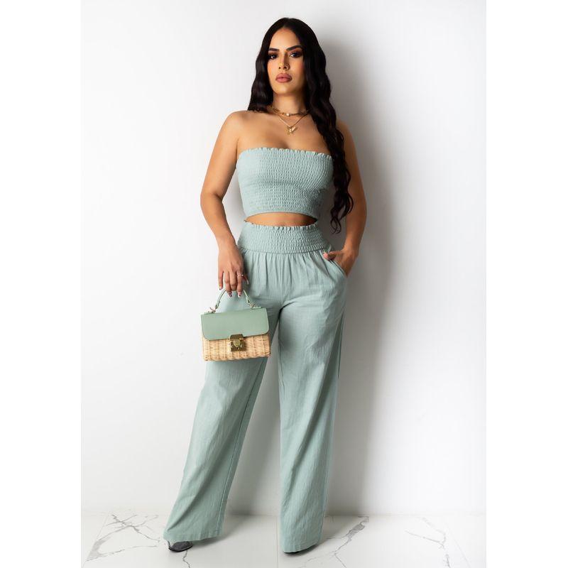 European and American Women s Pleating Sexy Tube Top Two-piece Suit Trousers Vacation Women s Leisure Holiday Suit Green XXL
European and American Women s Pleating Sexy Tube Top Two-piece Suit Trousers Vacation Women s Leisure Holiday Suit Green XXL