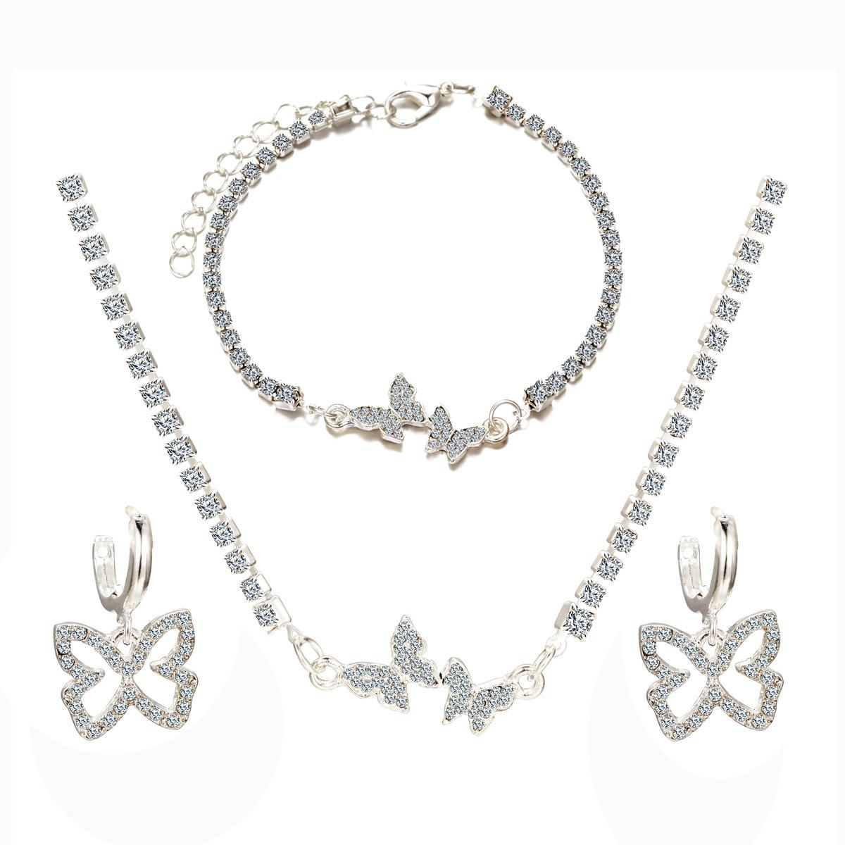 Creative Rhinestone Butterfly Pendant Necklace Earring Bracelet 3 Piece Set Women Fashion Jewelry Gift
Creative Rhinestone Butterfly Pendant Necklace Earring Bracelet 3 Piece Set Women Fashion Jewelry Gift
