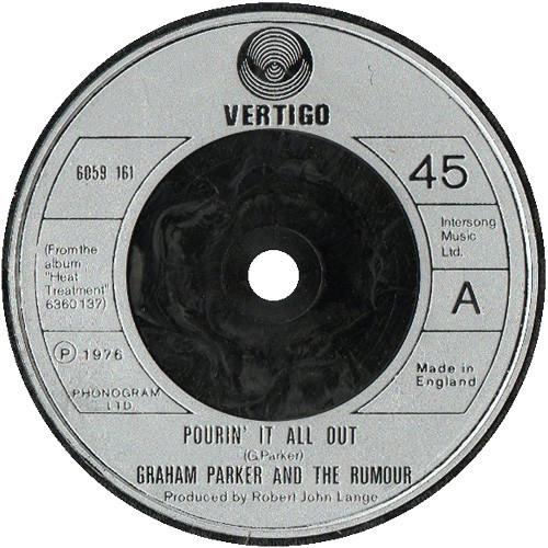 7inch Record GRAHAM PARKER & THE RUMOUR - Pourin It All Out 6059161 Vertigo 1977 UK Rock Used
7inch Record GRAHAM PARKER & THE RUMOUR - Pourin It All Out 6059161 Vertigo 1977 UK Rock Used