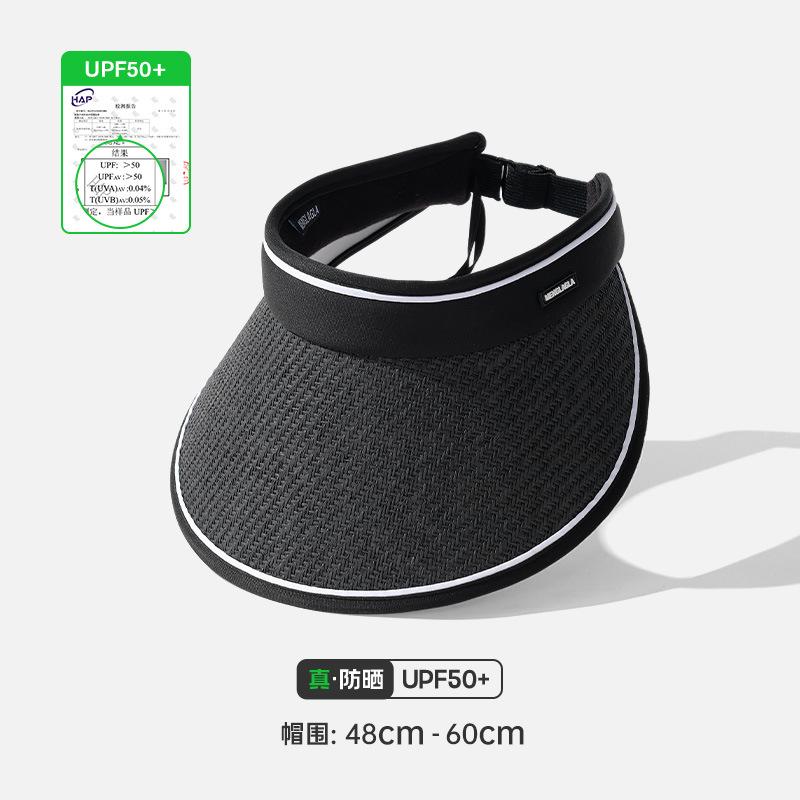 Летняя соломенная шляпа с открытым верхом Мужская и женская солнцезащитная шляпа Защита от УФ-лучей Универсальная для занятий спортом на открытом воздухе Пластиковая шляпа от солнца с жесткими полями Leather label (ordinary version) 12cm brim