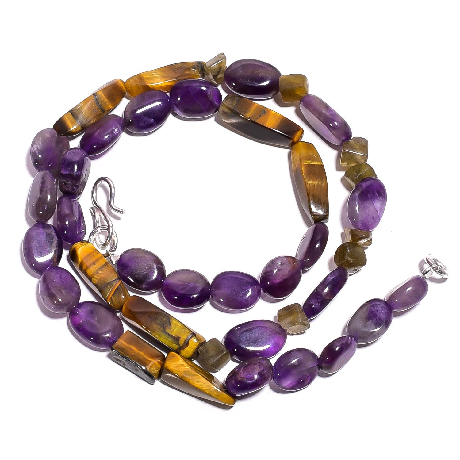 Natural Amethyst Tiger Eye Labradorite Gemstone Smooth Beads Necklace 17 UB5026 UB-5026
Natural Amethyst Tiger Eye Labradorite Gemstone Smooth Beads Necklace 17 UB5026 UB-5026