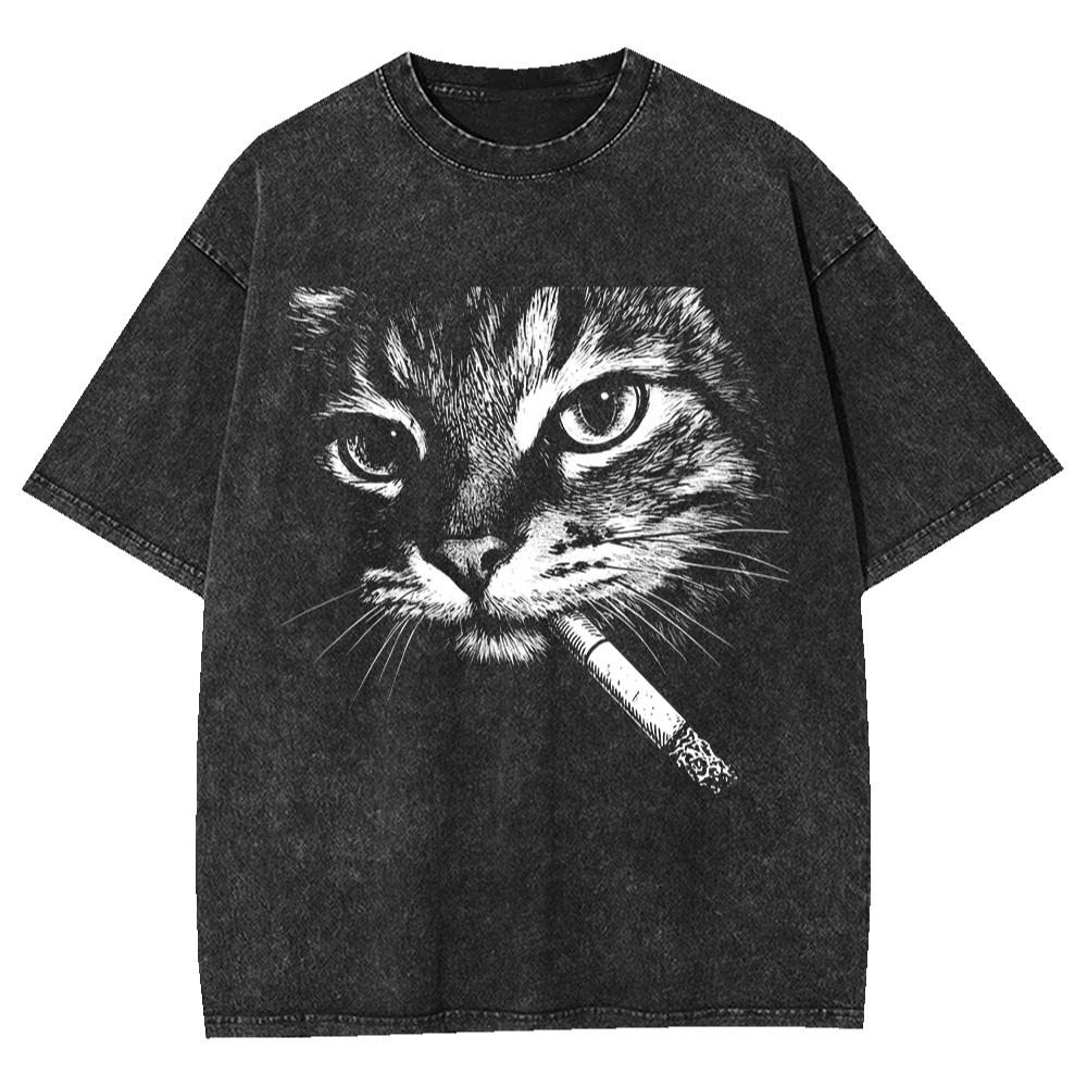 Vintage Acid Wash Men T Shirt Smoking Cat Graphic Print Cotton Harajuku Streetwear Oversized Hip Hop Casual Tee Tops XL
Vintage Acid Wash Men T Shirt Smoking Cat Graphic Print Cotton Harajuku Streetwear Oversized Hip Hop Casual Tee Tops XL
