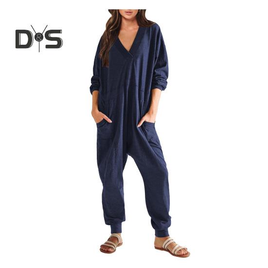 Женский комбинезон осень-зима с V-образным вырезом, длинным рукавом, свободный, однотонный, с карманами, глубоким шаговым швом, мешковатый, с резинкой на щиколотке, мягкая женская пижама L темно-синий
Женский комбинезон осень-зима с V-образным вырезом, длинным рукавом, свободный, однотонный, с карманами, глубоким шаговым швом, мешковатый, с резинкой на щиколотке, мягкая женская пижама L темно-синий