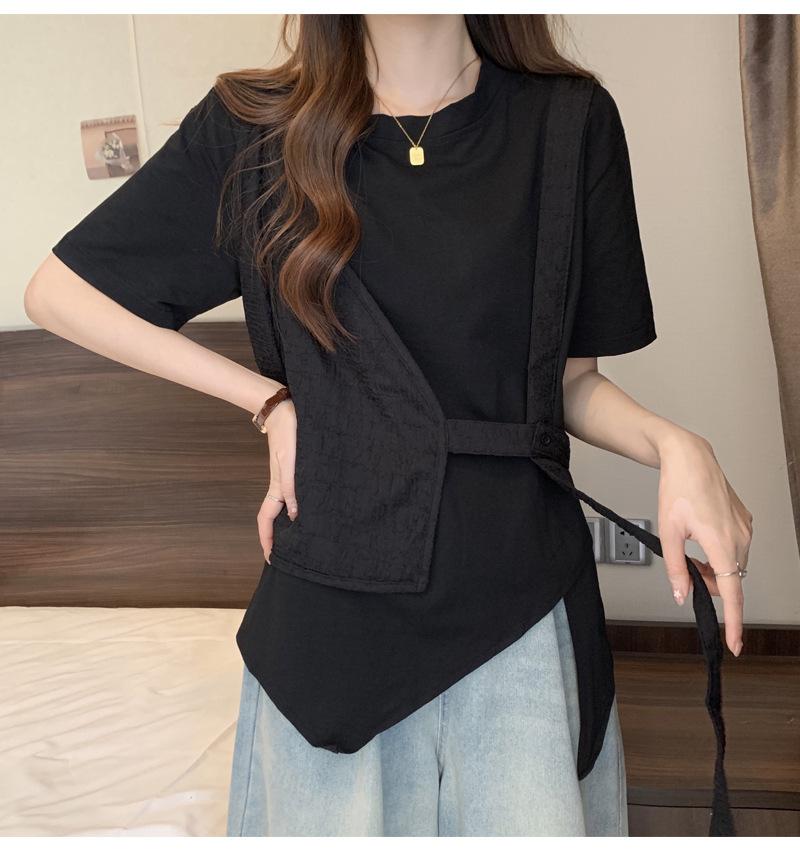 Літо 2025 нова великого розміру жіноча футболка з коротким рукавом жіноча прикриває м ясо, робить стрункішою, вільна та для товстих ММ нерегулярний топ імітація двох частин 3XL чорний
Літо 2025 нова великого розміру жіноча футболка з коротким рукавом жіноча прикриває м ясо, робить стрункішою, вільна та для товстих ММ нерегулярний топ імітація двох частин 3XL чорний