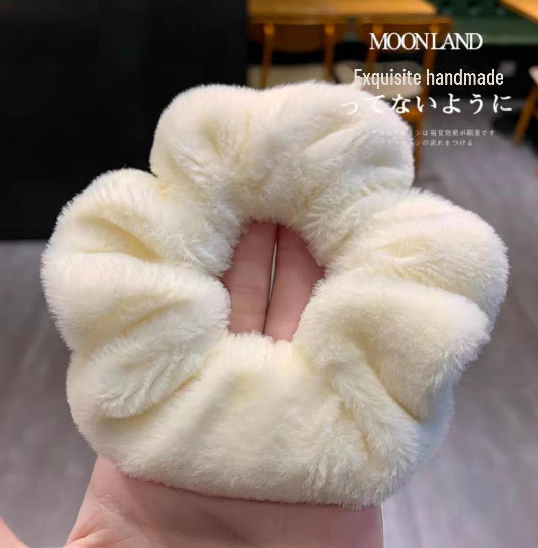 Плюшевое кольцо для волос «Фея»: Мягкая, универсальная повязка на голову для девочек на осень/зиму. грязно-белый