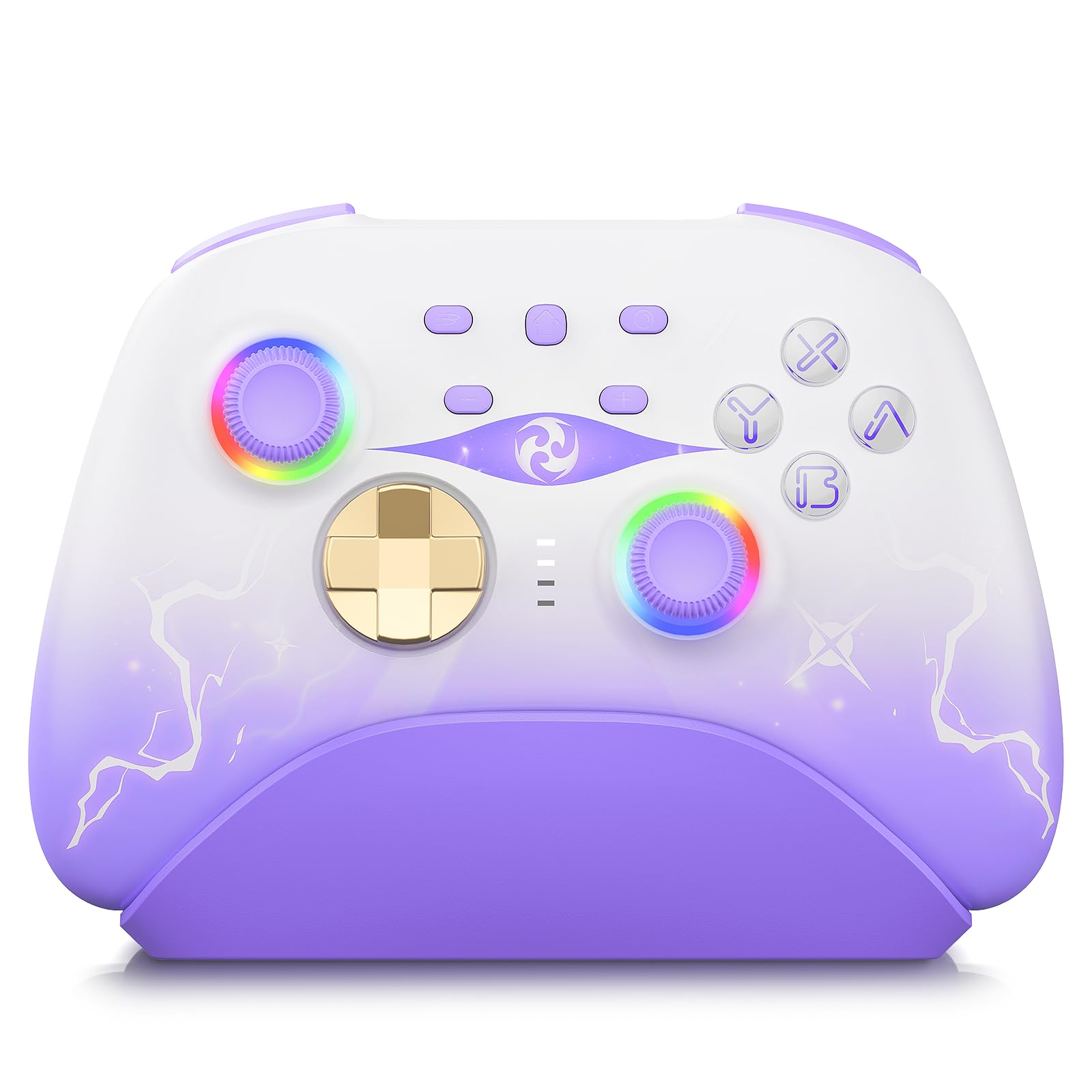 Контролер Холла Mytrix Switch із док-станцією для заряджання Бездротовий контролер Перемикач Холла Trigger Switch Pro Контролер із кнопкою «Назад» RGB Light ПК Геймпад фіолетовий
Контролер Холла Mytrix Switch із док-станцією для заряджання Бездротовий контролер Перемикач Холла Trigger Switch Pro Контролер із кнопкою «Назад» RGB Light ПК Геймпад фіолетовий