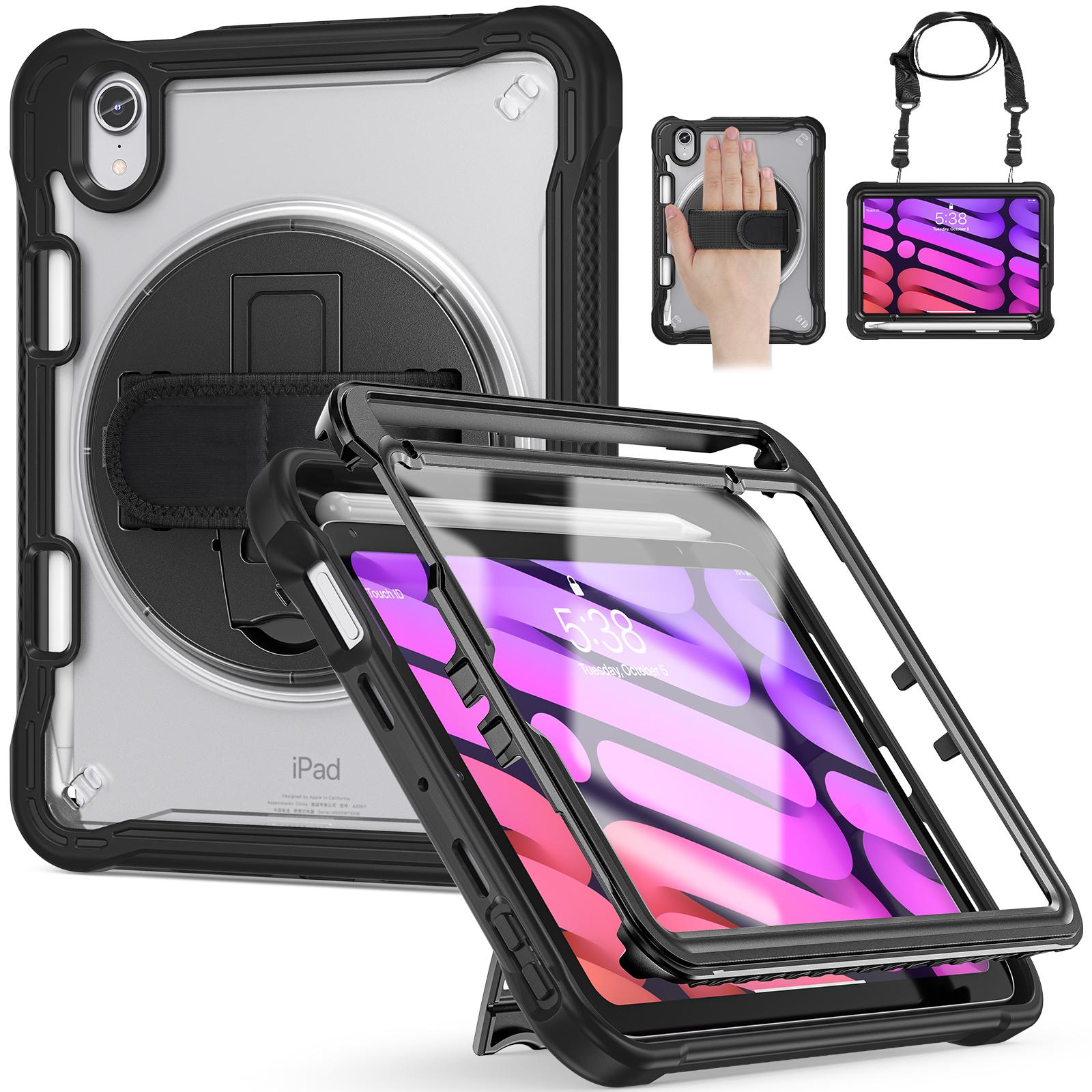 For iPad mini (2024)/mini (2021) Tablet Case PC+TPU Kickstand Cover with Shoulder Strap/Hand Strap Black
For iPad mini (2024)/mini (2021) Tablet Case PC+TPU Kickstand Cover with Shoulder Strap/Hand Strap Black