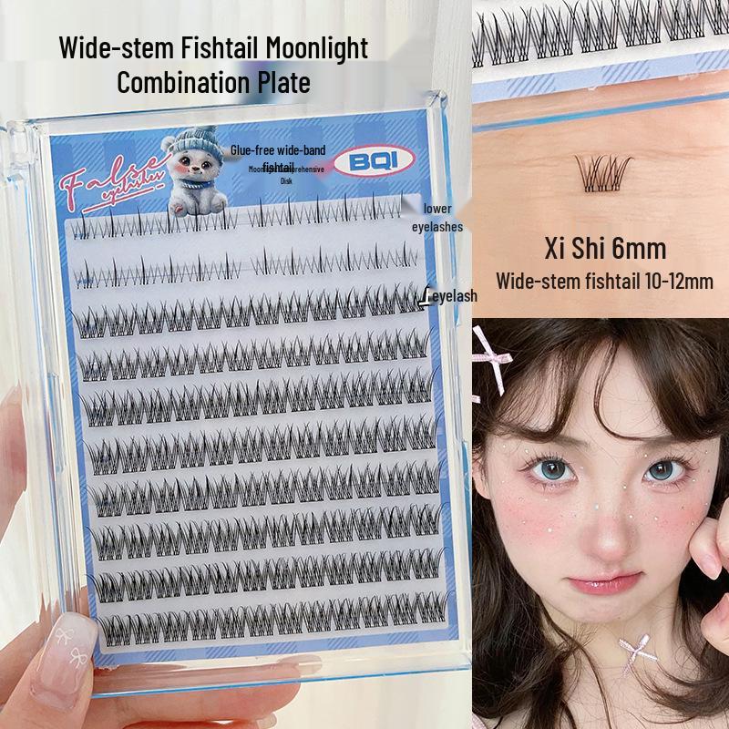 10-Row Glue-Free Wide Band Fishtail Eyelashes: Natural, Curled, Top & Bottom 
10-Row Glue-Free Wide Band Fishtail Eyelashes: Natural, Curled, Top & Bottom