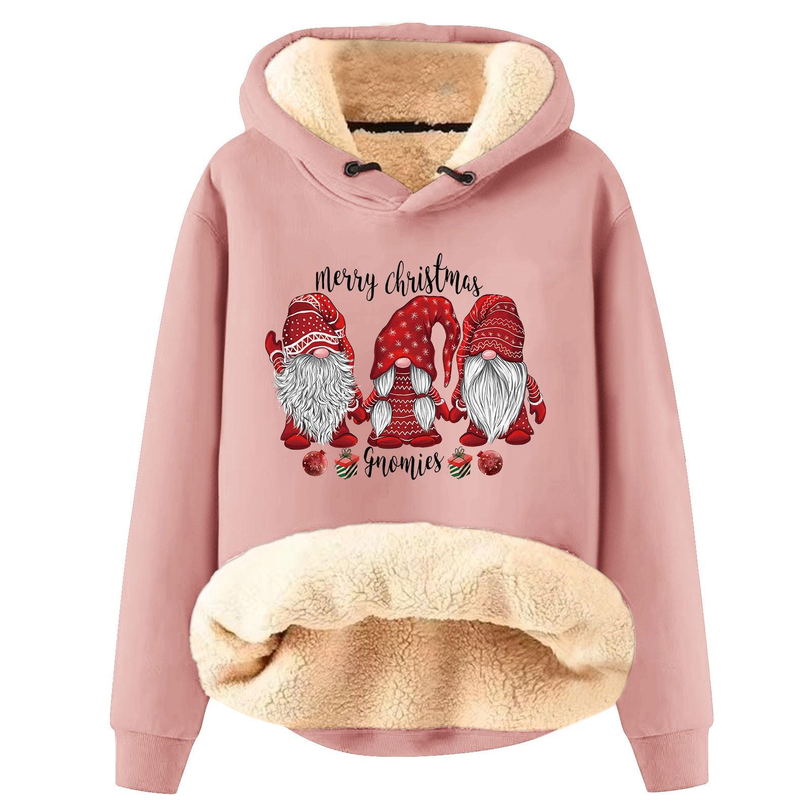 Жіночий модний теплий вільний пуловер з різдвяним принтом і потовщеною підкладкою з капюшоном XL рожевий
Жіночий модний теплий вільний пуловер з різдвяним принтом і потовщеною підкладкою з капюшоном XL рожевий