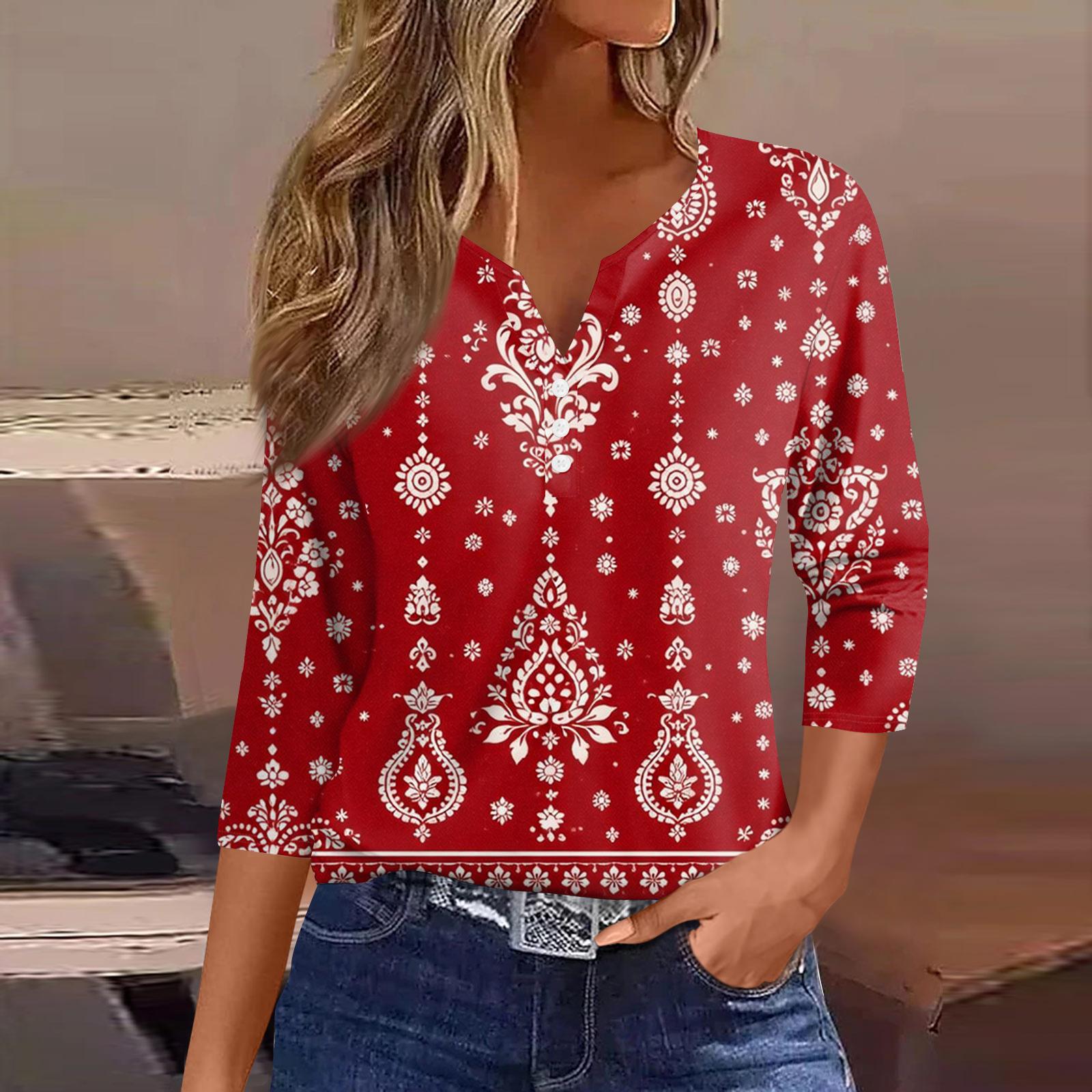 Women s T Shirt Tee Printed Button Short Sleeve Tunic Daily Weekend Fashion Basic V- Neck Regular Top XL червоний
Women s T Shirt Tee Printed Button Short Sleeve Tunic Daily Weekend Fashion Basic V- Neck Regular Top XL червоний