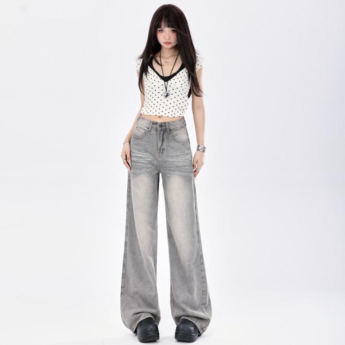 American retro style smoky gray high-end wide-leg jeans for women, 2026 new model, drapey, loose, straight-leg, floor-length pants XL
American retro style smoky gray high-end wide-leg jeans for women, 2026 new model, drapey, loose, straight-leg, floor-length pants XL