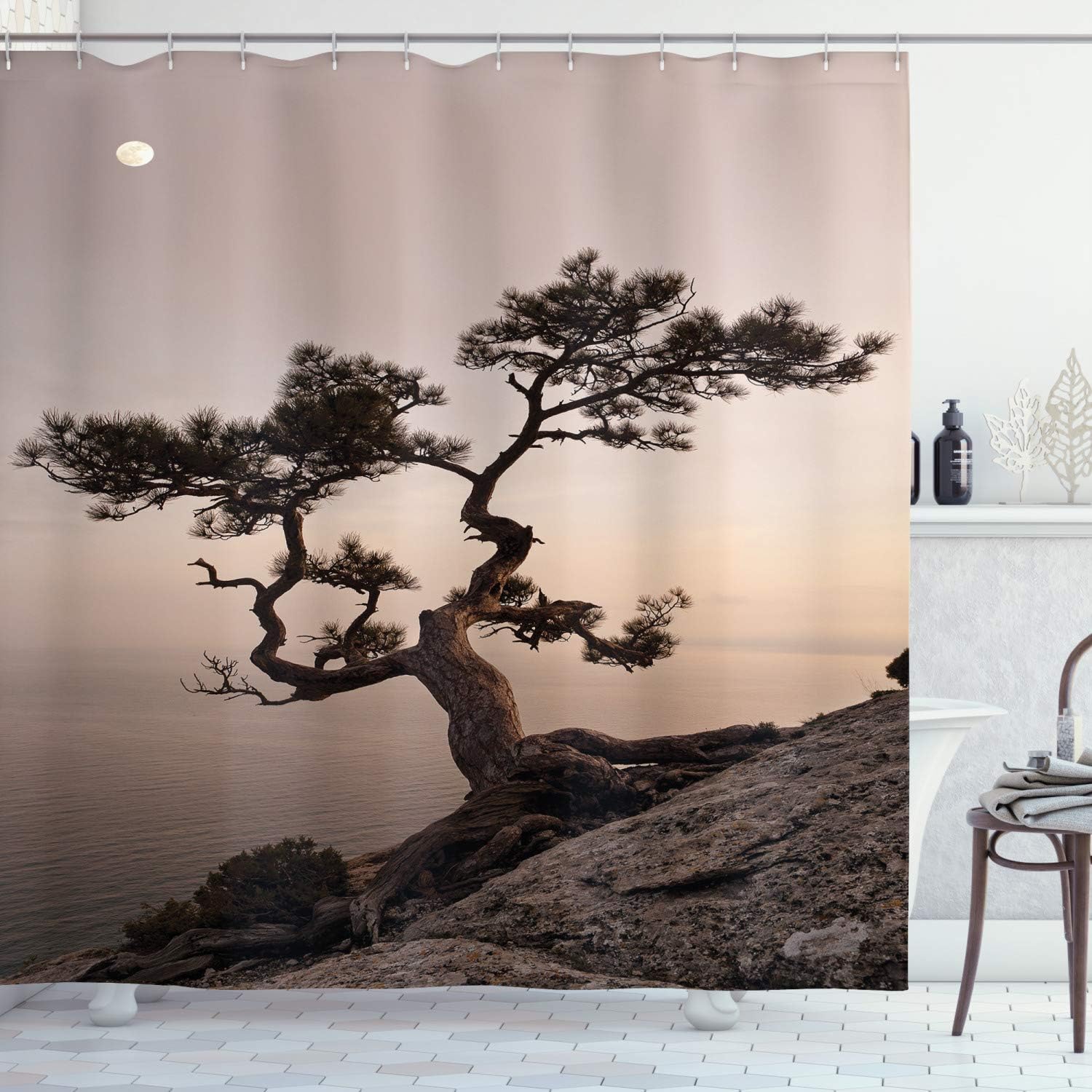 Zen Pine Tree Shower Curtain With Mountain Lake And Moon Scene Serene Nature View Water Resistant Fabric Calming Bathroom Decor W60H190(CM)-1 Pcs
Zen Pine Tree Shower Curtain With Mountain Lake And Moon Scene Serene Nature View Water Resistant Fabric Calming Bathroom Decor W60H190(CM)-1 Pcs