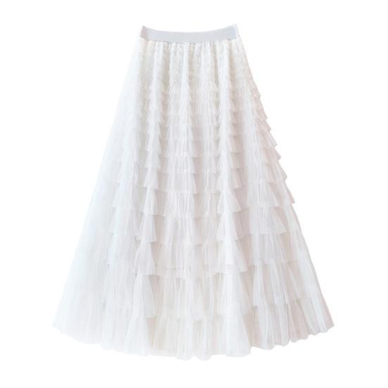 Cake Skirt Elastic High Waist A-Line Skirt Pure Color Multi Layer Ruffle Trim Mesh Hem Midi Skirt Work Leisure Wear
Cake Skirt Elastic High Waist A-Line Skirt Pure Color Multi Layer Ruffle Trim Mesh Hem Midi Skirt Work Leisure Wear