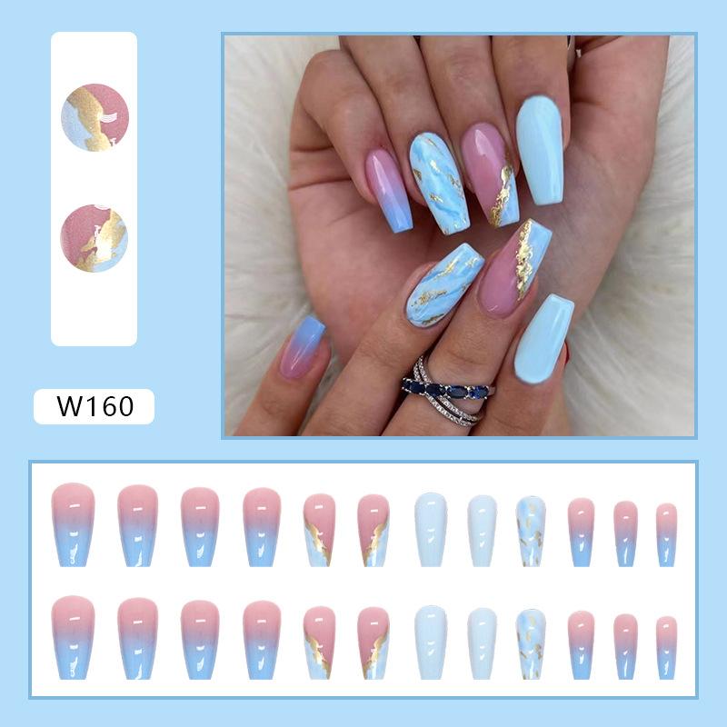 Blue smudge medium and long fake nail gold foil fragments high-end atmosphere 24 pieces
Blue smudge medium and long fake nail gold foil fragments high-end atmosphere 24 pieces