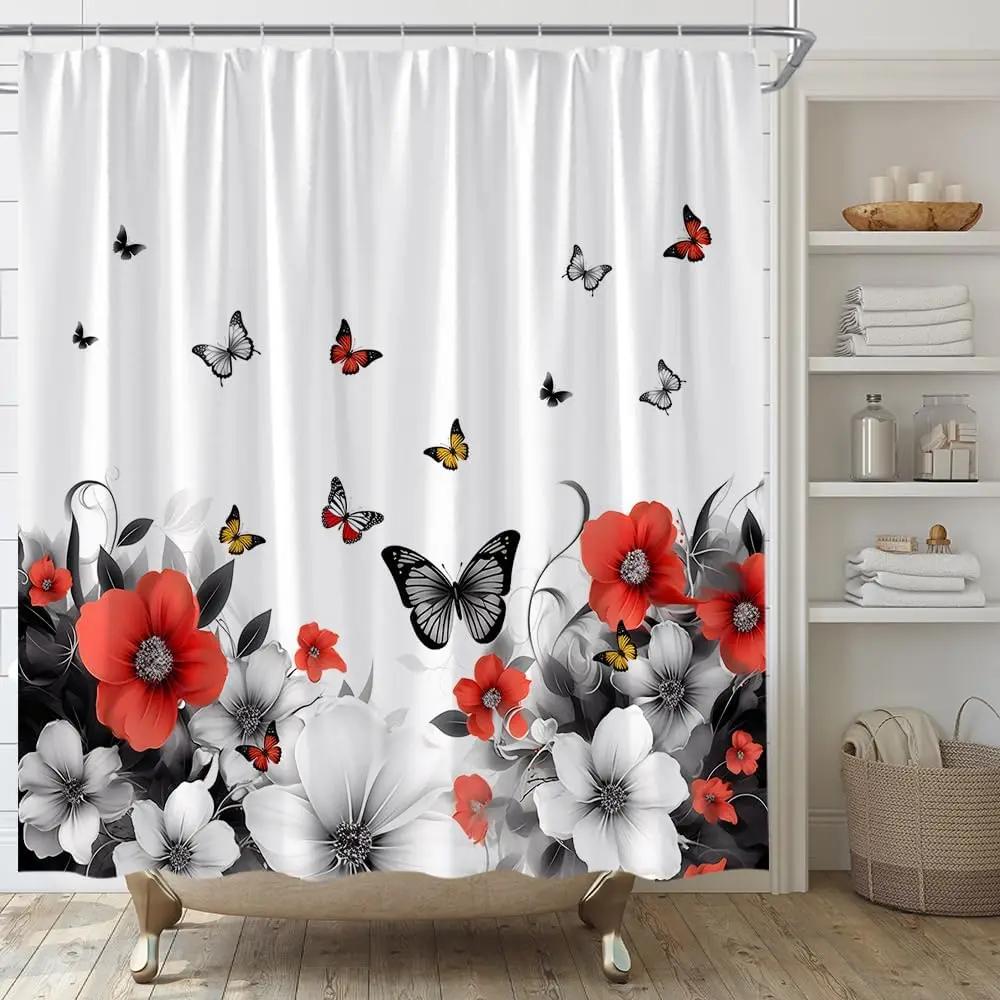 Pink Flower Butterfly Shower Curtain Natural Garden Landscape Home Fabric Bathroom Decoration Shower Curtain With Hook W60H190(CM)-1 Pcs
Pink Flower Butterfly Shower Curtain Natural Garden Landscape Home Fabric Bathroom Decoration Shower Curtain With Hook W60H190(CM)-1 Pcs
