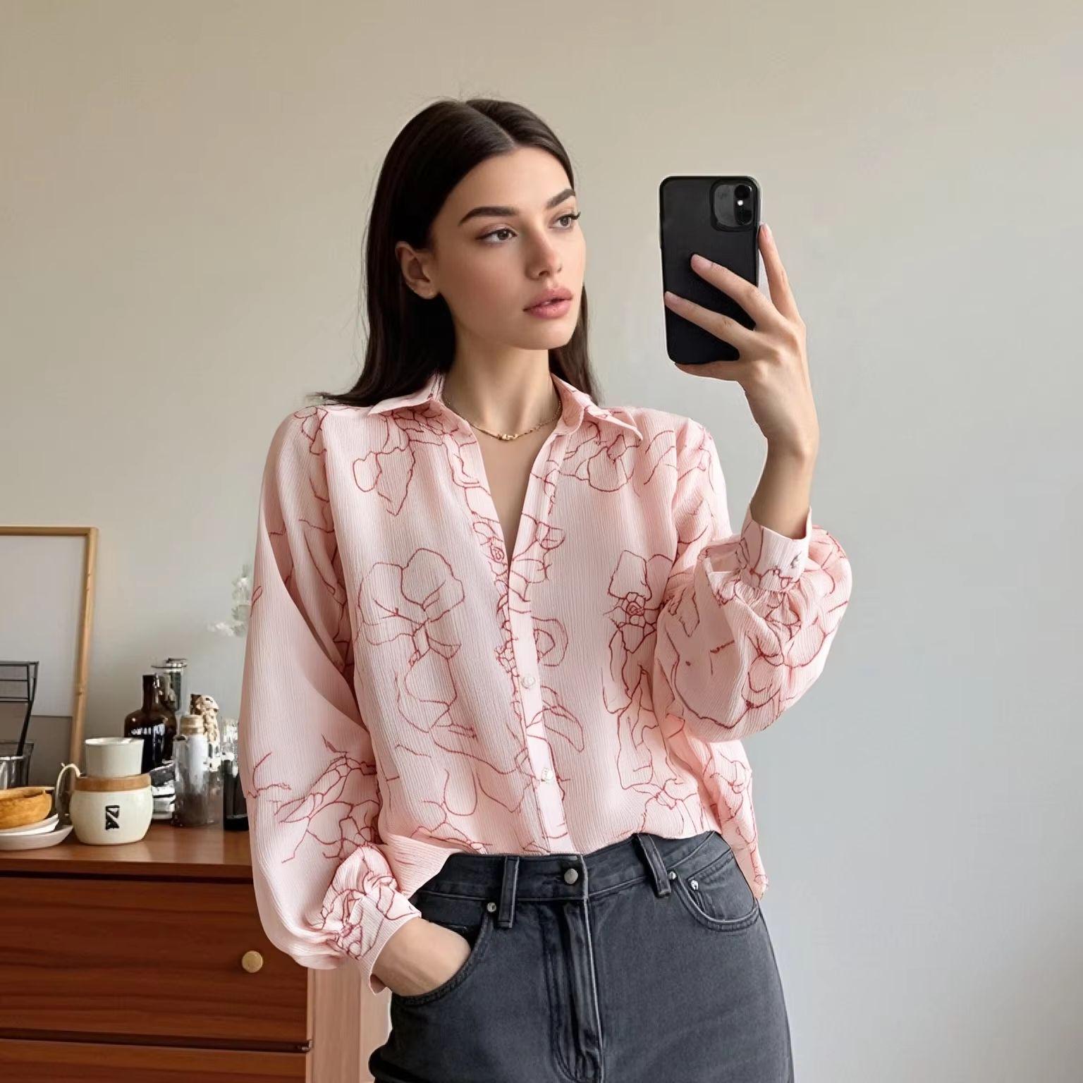 Women s Floral Print Turn-Down Collar Long-Sleeve Casual Shirt - Spring/Summer 2025 Collection Large
Women s Floral Print Turn-Down Collar Long-Sleeve Casual Shirt - Spring/Summer 2025 Collection Large