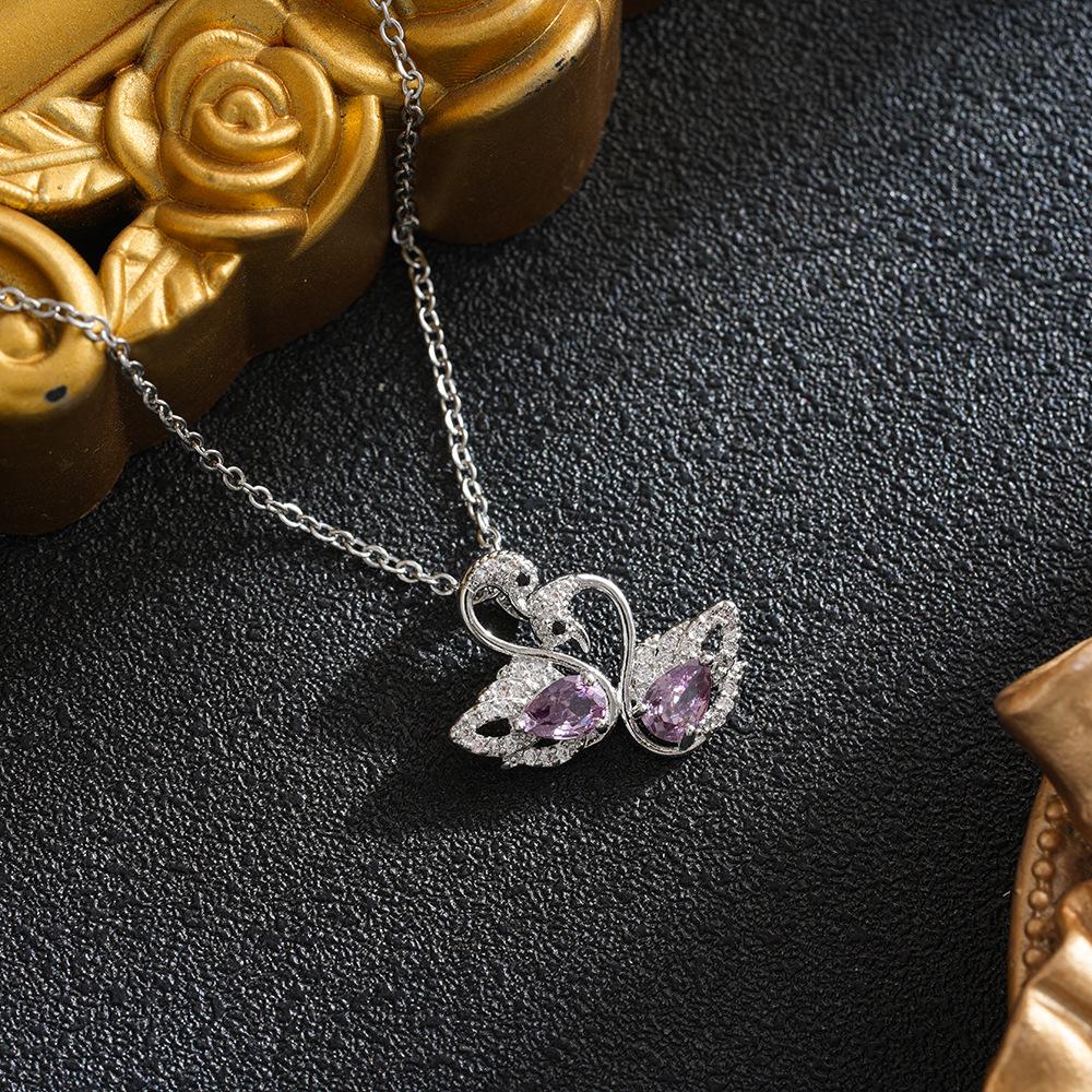 Double Swan Purple Titanium Necklace - Elegant Korean Style Women s Clavicle Chain
Double Swan Purple Titanium Necklace - Elegant Korean Style Women s Clavicle Chain