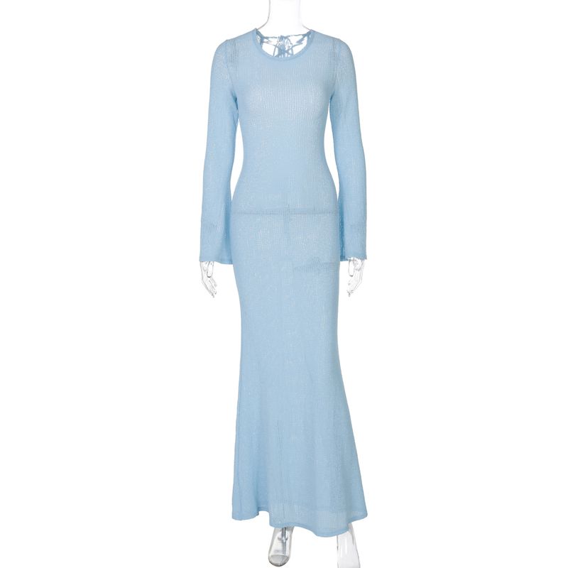 Shemoda round Neck Semi-Transparent Knitting Micro-Pull Long Sleeves Dress Female Sexy Open Back Tied Slim Fit Overknee Dress Sky Blue L
Shemoda round Neck Semi-Transparent Knitting Micro-Pull Long Sleeves Dress Female Sexy Open Back Tied Slim Fit Overknee Dress Sky Blue L