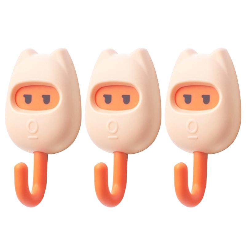 3/6 шт. милые самоклеящиеся крючки для ключей в виде кота, настенная вешалка для пальто, держатель для хранения полотенец и шляп в виде мультяшного животного для кухни, домашнего декора