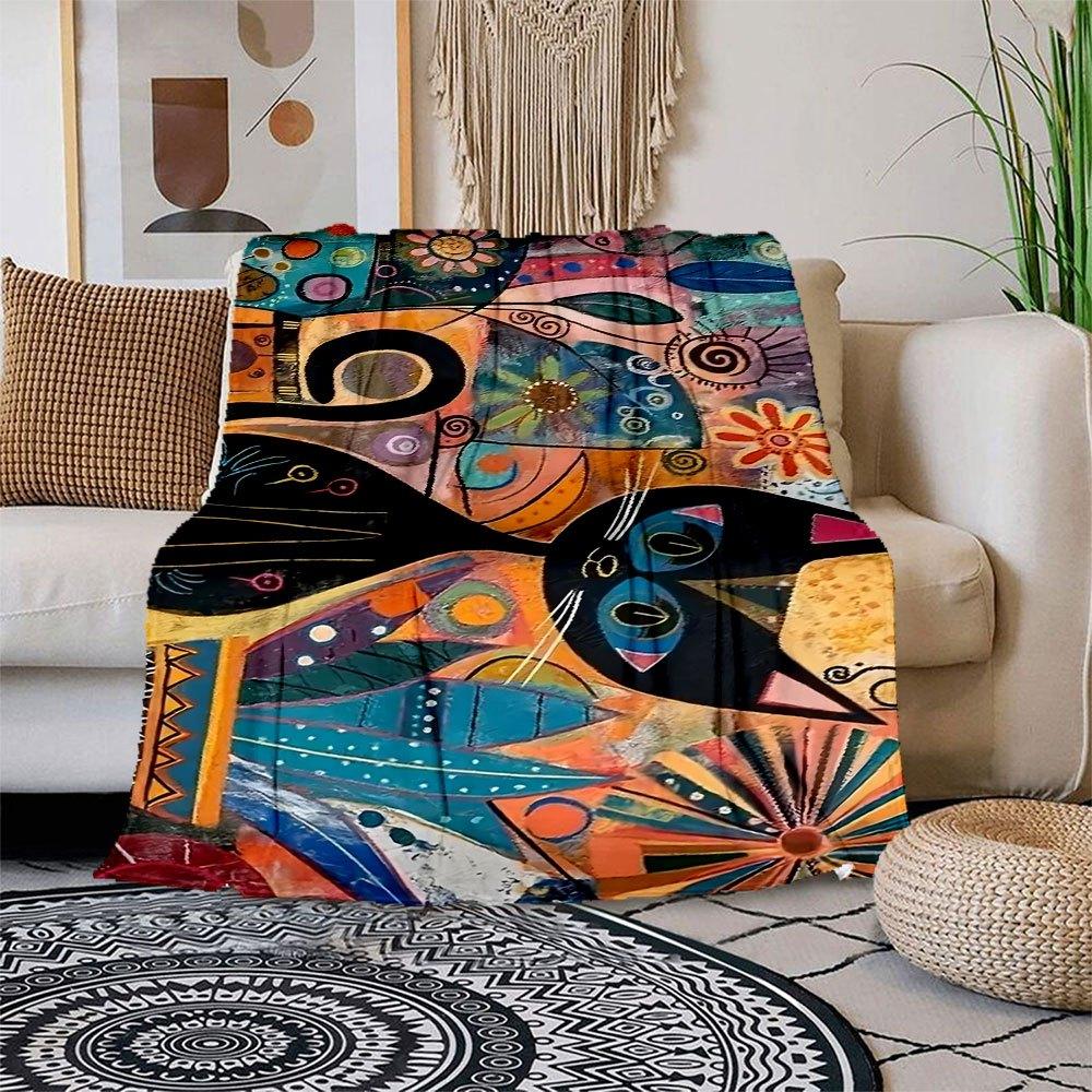 Abstract Cat Art Print - Colorful Wall DecorBlanket Flannel Throw Blanket for Sofa, Bed, Travel, Camping, Office, Couch, Chair, And Bed Gift 150x180cm
Abstract Cat Art Print - Colorful Wall DecorBlanket Flannel Throw Blanket for Sofa, Bed, Travel, Camping, Office, Couch, Chair, And Bed Gift 150x180cm