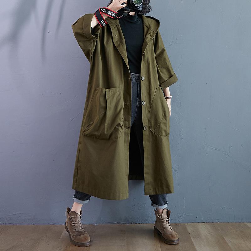 Spring Women s Hooded Button Down Oversized Long Black Trench Coat OneSize зелений
Spring Women s Hooded Button Down Oversized Long Black Trench Coat OneSize зелений
