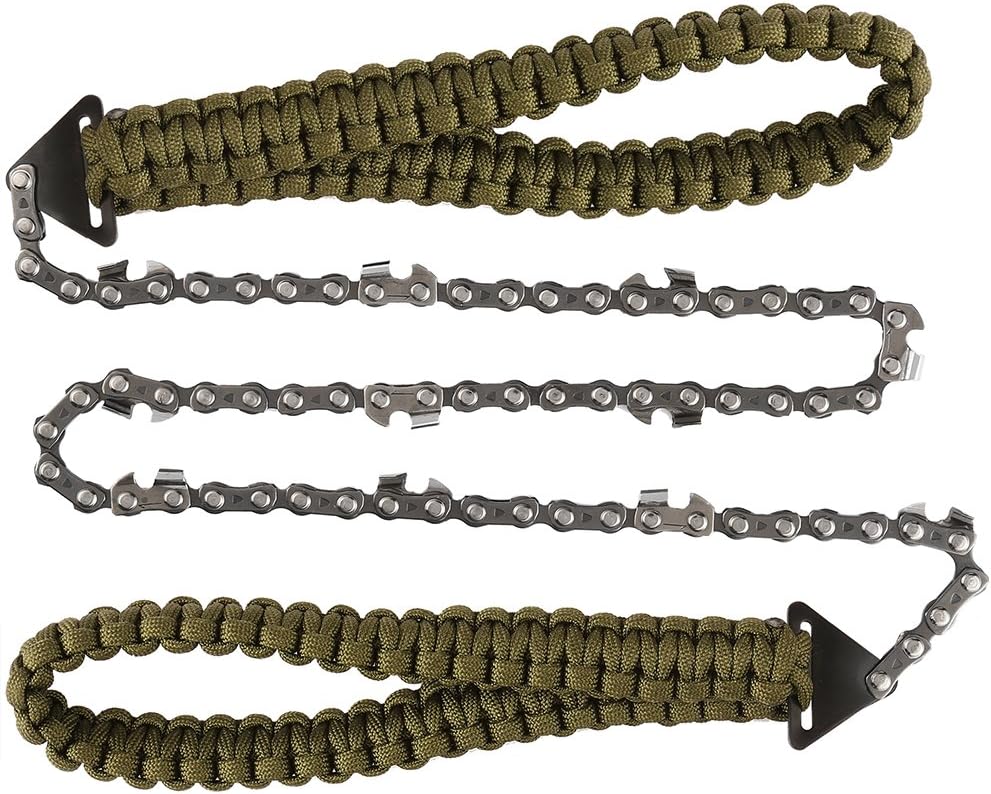 Pocket Chainsaw with Paracord Handle 24 Inches 11 Teeth Folding Chain Hand Saw Fast Wood & Tree Cutting Emergency Survival Gear Best for Camping
Pocket Chainsaw with Paracord Handle 24 Inches 11 Teeth Folding Chain Hand Saw Fast Wood & Tree Cutting Emergency Survival Gear Best for Camping