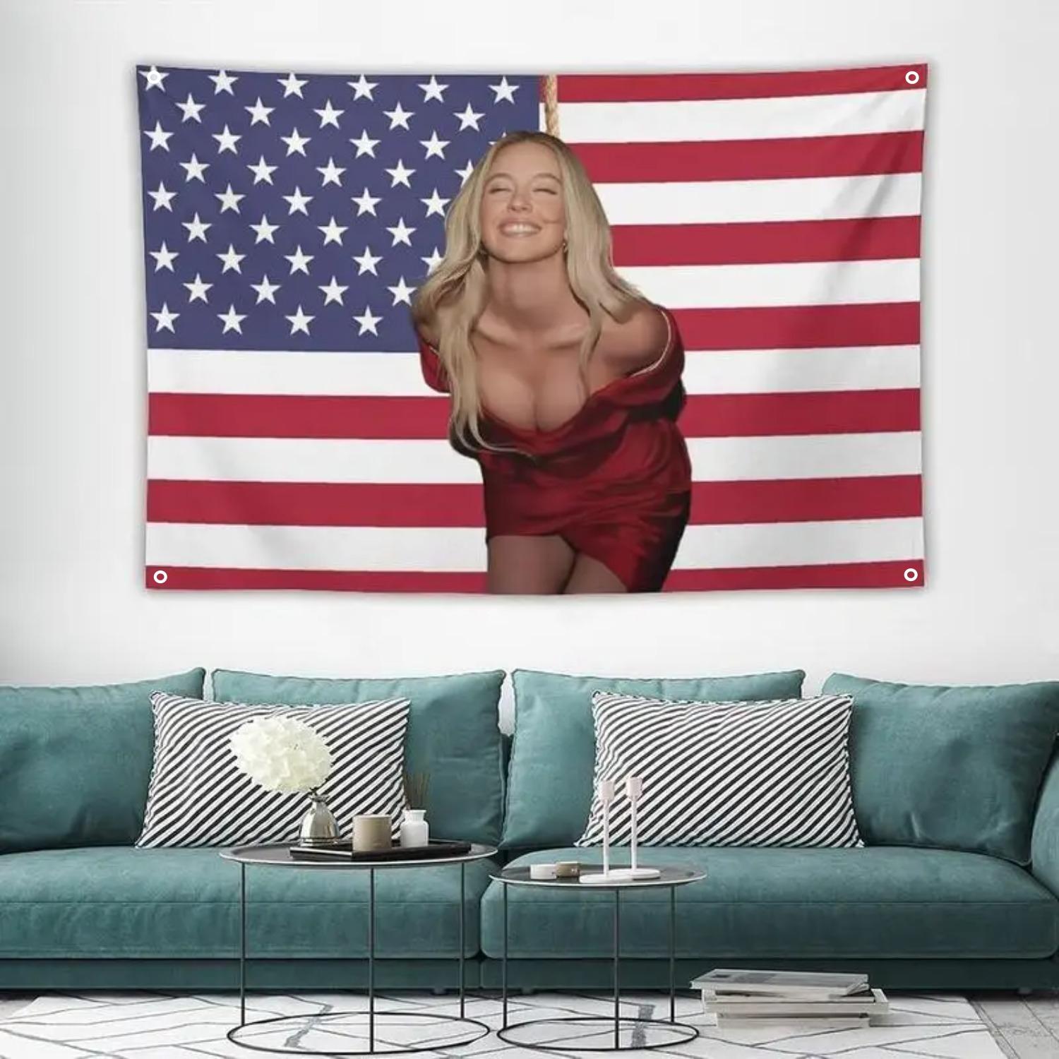 Sydney Star Sweeney American Flag Banner Durable Wall Decor for Barber Shop Bedroom Garage Tapestry 74x94cm(29x37in)
Sydney Star Sweeney American Flag Banner Durable Wall Decor for Barber Shop Bedroom Garage Tapestry 74x94cm(29x37in)